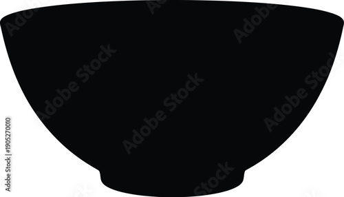 Black bowl silhouette on white, simple, isolated, kitchenware, close-up view