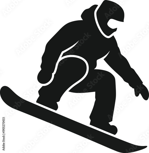 A snowboarder in action on a slope viewed from the side