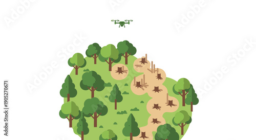 Deforestation Concept with Drone
