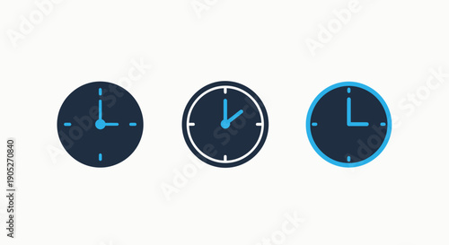 Three Clock Icons Representing Time, Schedule, and Punctuality