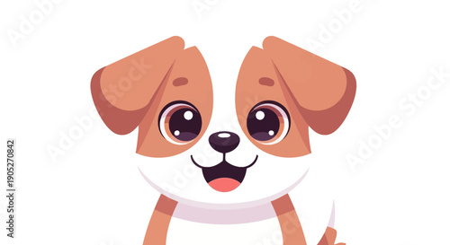 Cute dog face with big eyes and smiling mouth