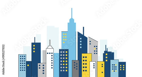 City skyline with modern buildings and skyscrapers