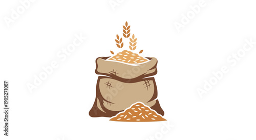 Wheat grains spilling from sack