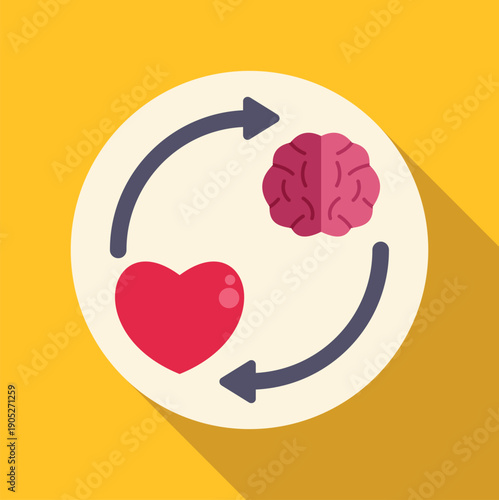 Heart and brain icons showing a circular connection, representing emotion and logic