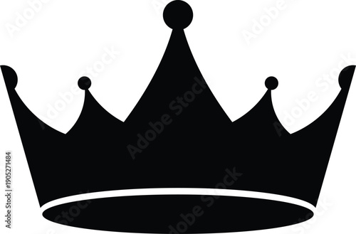 Black vector crown icon representing royal authority, luxury, and power, suitable for king, queen, and royalty-themed designs