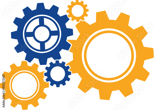 Vibrant Illustration of Interlocking Gears Representing Efficiency, Teamwork, and the Complex Mechanisms of Modern Business and Technology Systems