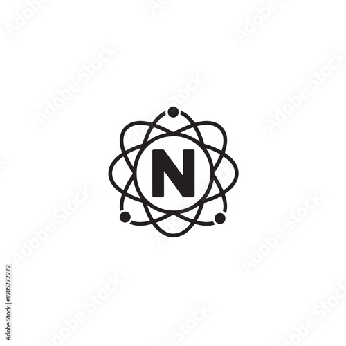  Abstract Science and Technology Icon with Central Letter N