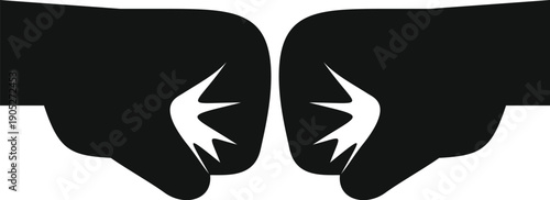 Two hands making an iconic fist bump gesture in a simple black and white drawing