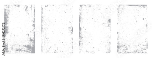 Four distressed grunge textures with grey speckles and rough edges