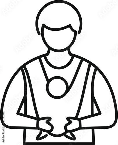 Referee person in uniform holding a whistle, ready for sports officiating