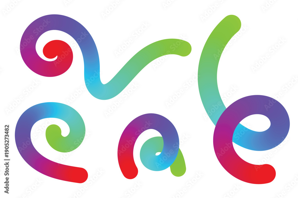 Fototapeta premium Vibrant colorful swirling shapes forming letters on a white background