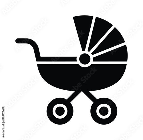 Vector illustration of a baby stroller in for babies