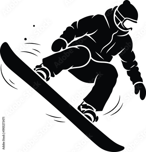 Winter Olympics Snowboarding Dynamic Athlete Captures Thrill of Extreme Snow Sport on Board