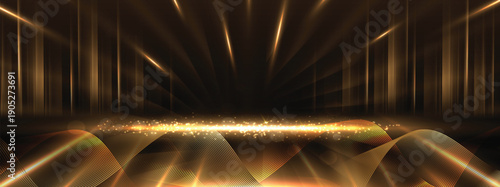 Abstract elegant gold lines diagonal scene on black background. Template premium award design.