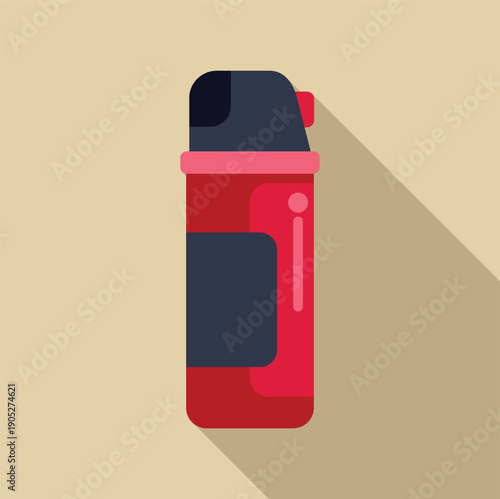 Red gas lighter displaying a simple flat icon style with long shadow
