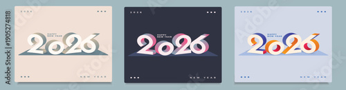 happy new year 2026 text with stylish modern numbers in
