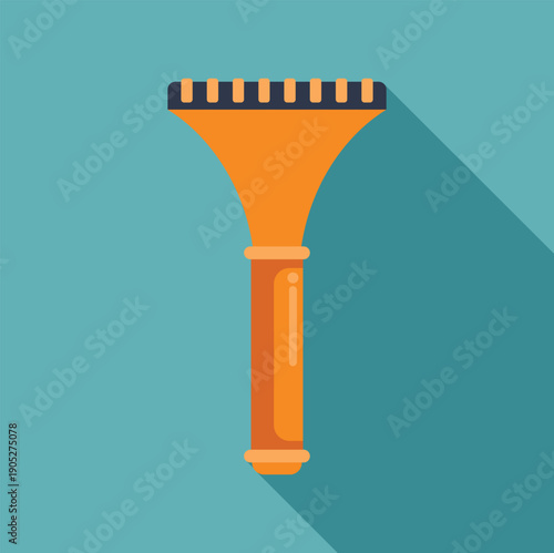 Orange ice scraper with long shadow for winter frost removal equipment