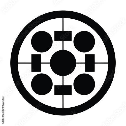 Vector illustration of a circular target with bullseye and cross-hair design