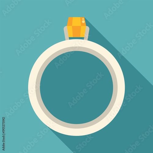 Engagement ring icon showing a yellow diamond on a band with long shadow