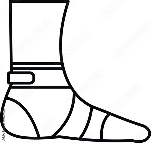 Foot receiving medical support with a bandage around the ankle for injury