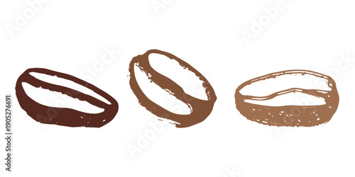 Set of hand drawn fresh roasted coffee bean Arabica robusta seed doodle Single element for design print packaging label decor