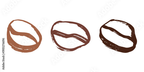Set of hand drawn fresh roasted coffee bean Arabica robusta seed doodle Single element for design print packaging label decor