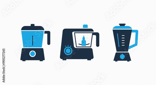 Modern kitchen blender and food processor icons, representing versatile appliances for healthy cooking and culinary preparation.