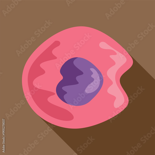 Human cell illustration presenting the nucleus, cytoplasm, and outer membrane on a brown background