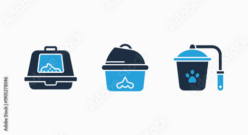 Essential Pet Care and Feeding Accessories Featuring Litter Boxes, Food Containers, and Scoops for Animal Hygiene and Nutrition