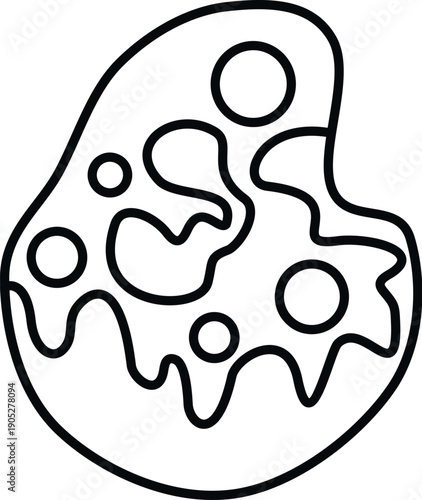 Amoeba cell diagram showing nucleus and cytoplasm creating an irregular microorganism shape