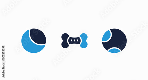 Playful Pet Ball and Bone Toy Icons: Vector Illustrations for Animal Care, Entertainment, and Supplies.