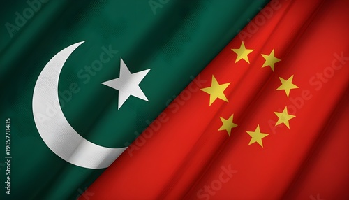 The flags of Pakistan and China waving together in unity and cooperation