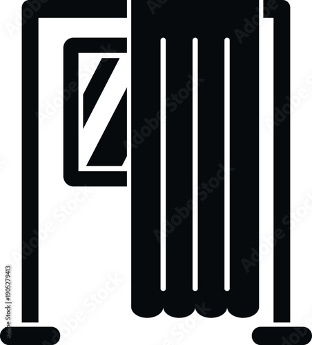 Changing room with privacy curtain and mirror for trying on clothes in a store