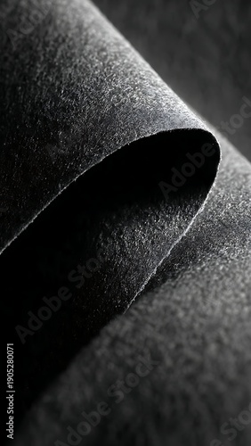 Dark gray paper texture with rolled edge and shadow