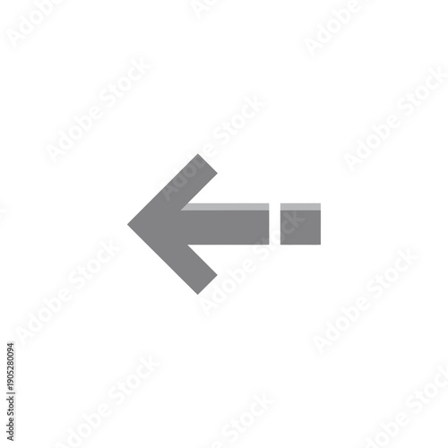 A simple gray arrow pointing left with a horizontal line on its right side, indicating direction or a back button