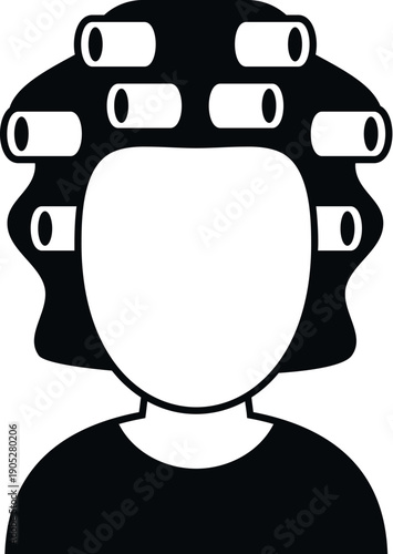 Woman styling hair with curlers, symbolizing beauty routine, fashion, and self care