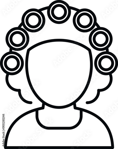 Woman's head with hair curlers showing a styling process