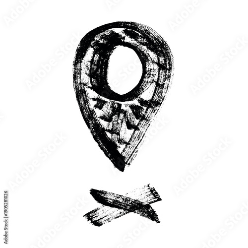 Hand drawn map pin Map marker pointer sign GPS and mapping tools Location pin symbol Pinpoint clipart in doodle style Single element for web, design