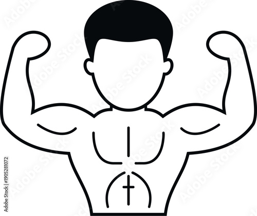 Man bodybuilder flexing biceps showing strong muscles and fitness