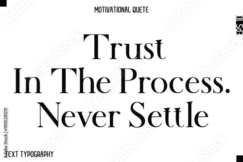 Trust In The Process. Never Settle  -Minimal Motivational Quote Poster with Modern Bold Typography