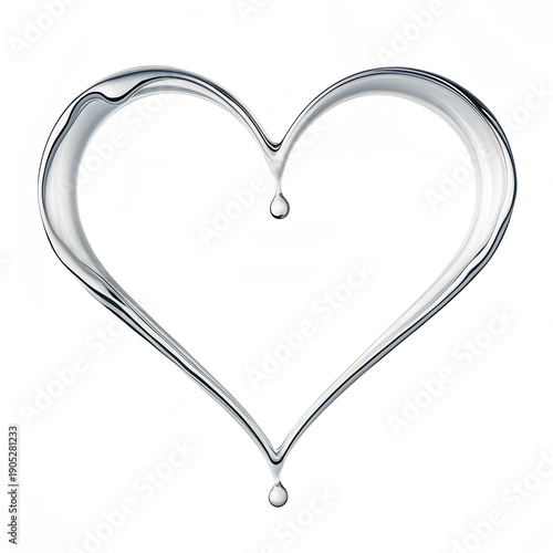 A captivating, pristine heart shape formed by clear, flowing water, gracefully dripping to symbolize purity, love, and serene emotions
