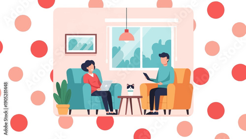 Relaxing at home with a laptop and tablet