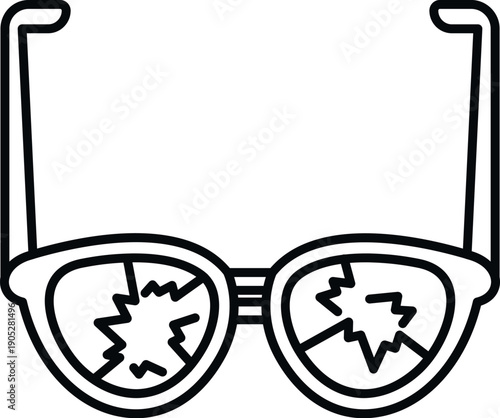 Eyeglasses with broken lenses are illustrating a concept of damage, accident, or vision problems