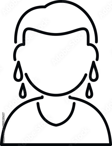 Person crying with tears representing sadness, grief, and emotional distress