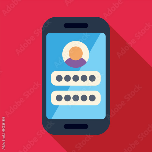Smartphone displaying a user account login form with secure password input fields