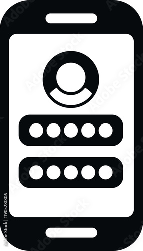 Smartphone screen displaying a user profile icon with password input fields for security access