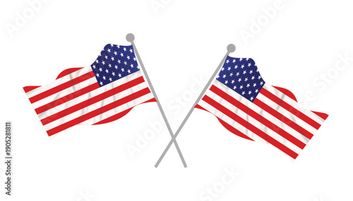 Vector illustration of the flag of the United States of America or America or USA with a flat design. 4th Memorial Day.