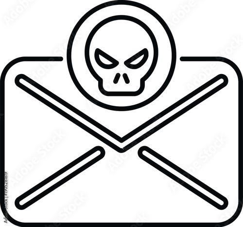 Email envelope showing a skull symbol, illustrating a cyber attack or malware threat