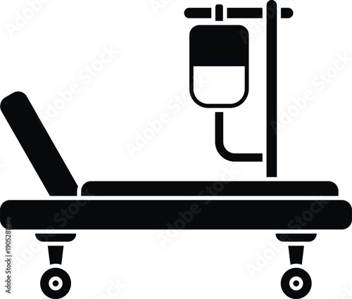 Gurney with intravenous drip providing patient care and medical treatment