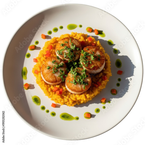 Gourmet scallop risotto dish